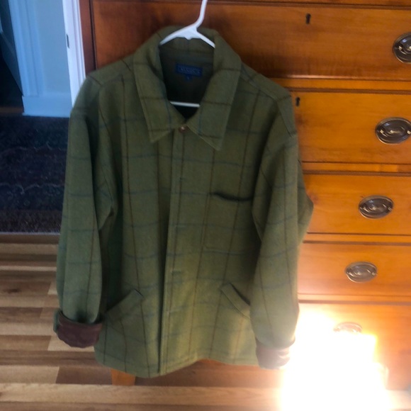 J McLaughlin lined wool coat with leather accents on collar & sleeves. - Picture 1 of 4